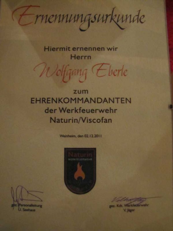 Ernnenungsurkunde Wolfgang Eberle