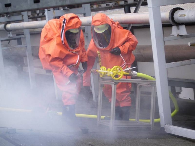 Übung bei der Werkfeuerwehr Naturin Visofan