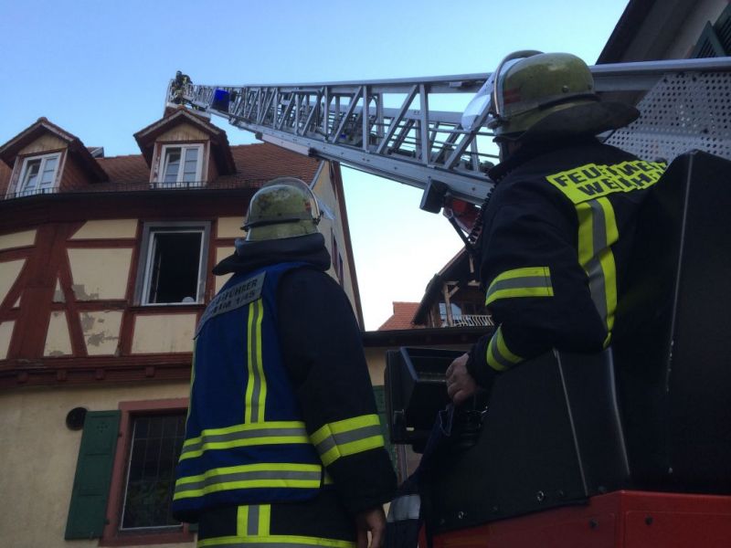 die Drehleiter wurde in der Judengasse Stellung gebracht