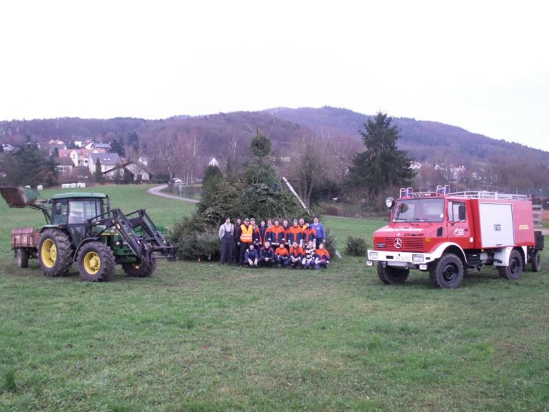 In Oberflockenbach werden die Bäume gesammelt 