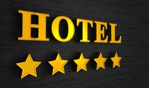 5 Sterne Hotel Schild - Gold auf Schwarz