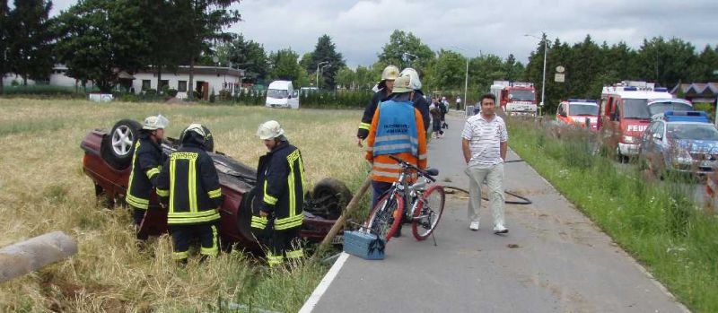 Pkw überschlagen Waidallee Feuerwehr Weinheim
