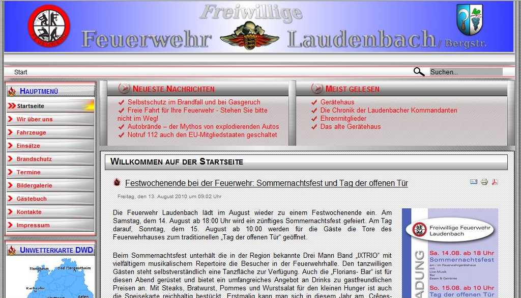 Neue Homepage der Feuerwehr Laudenbach