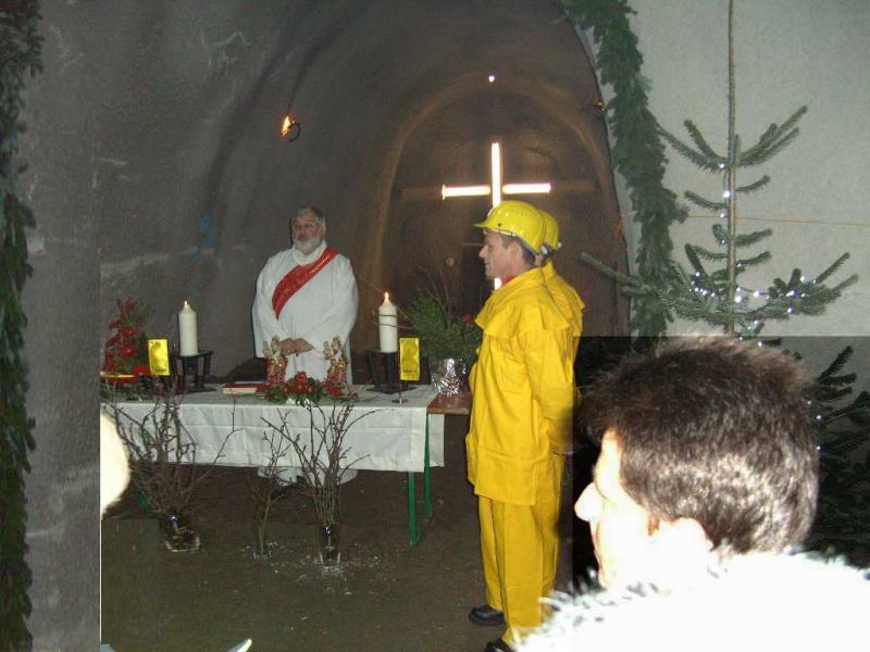 Barbarafeier im Fluchtstollen des Saukopftunnels