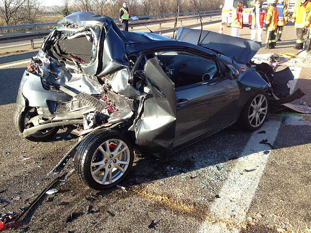 Verkehrsunfall auf der A5 bei Hirschberg