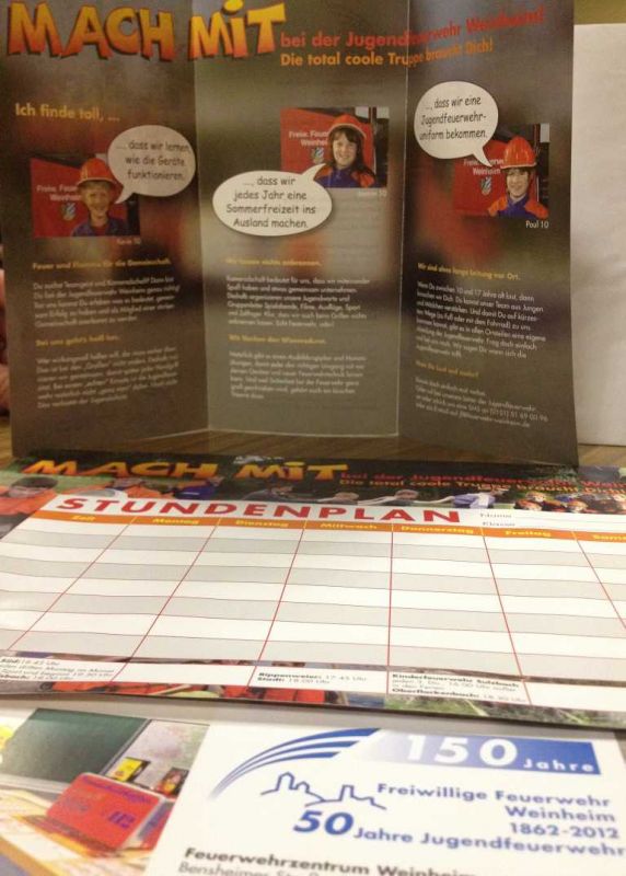 Stundenplan für die Feuerwehr Weinheim