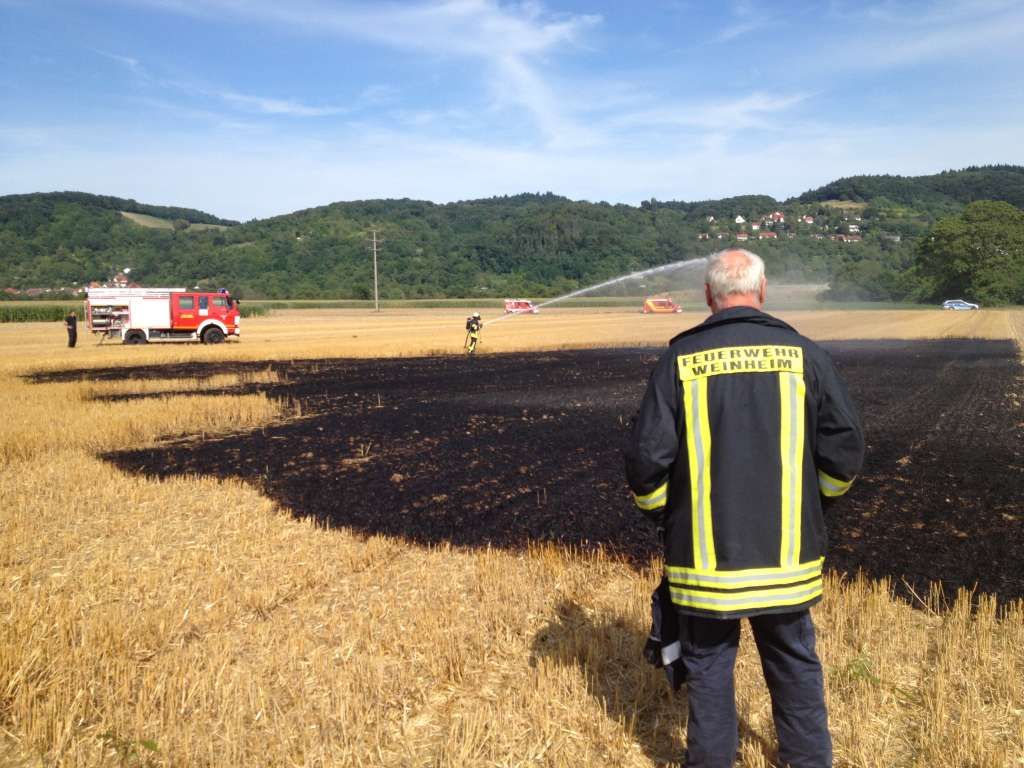 Stoppelackerbrand im Gewann Stripfhaber / Flächenbrandgefahr am Wochenende sehr hoch